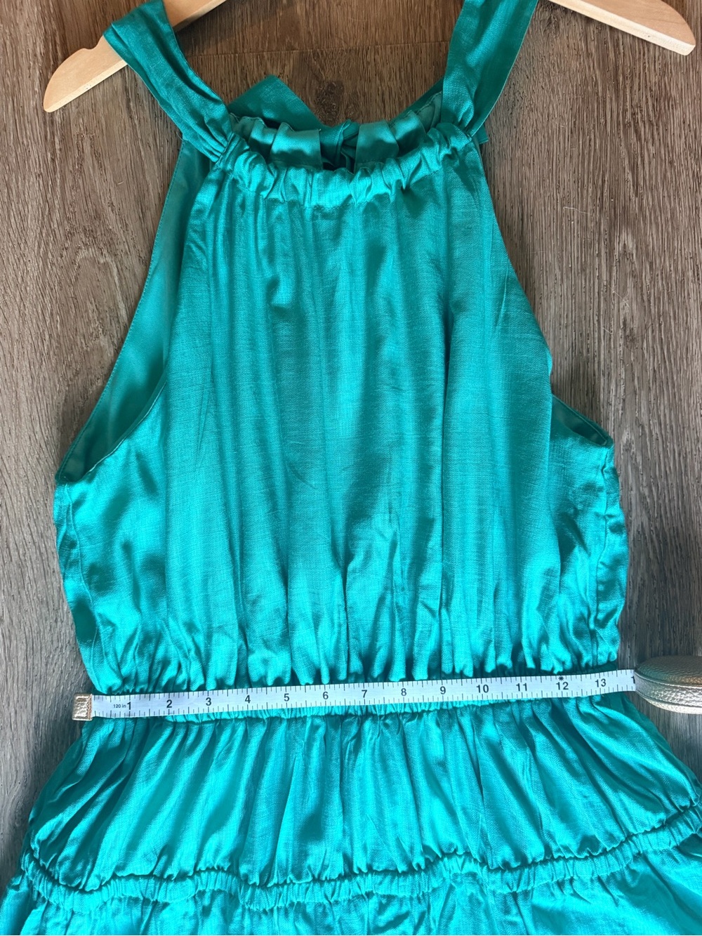 Flying Tomato Teal Halter Neck Maxi Dress Elastic Waist Size L Sleeveless - Picture 9 of 13